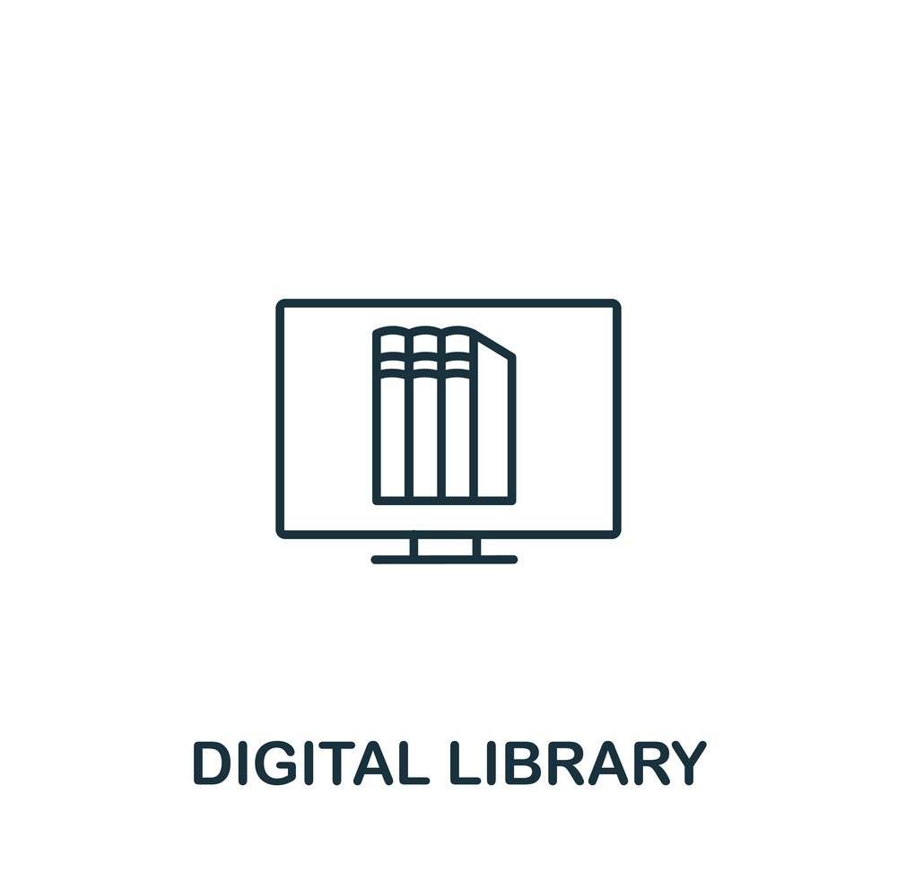 Digital Library icon from e-learning collection. Simple line element digital library symbol for templates, web design and infographics.